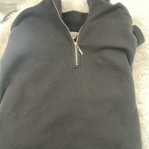 Chaus Black Zip Up Sweater with Quarter-Zip Neckline and Relaxed Fit